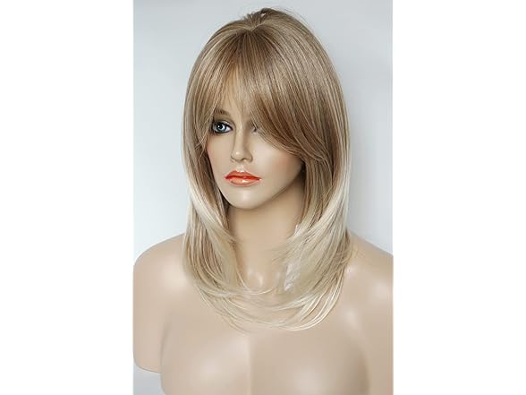 Medium Length Layered Golden Blonde Wig