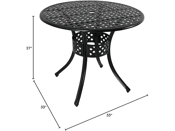 Sunnydaze Decorative Lattice Cast Aluminum Patio Dining Table