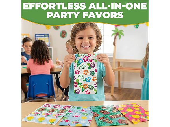 Fun Express Luau Treat Bags with Stickers Assortment May Vary