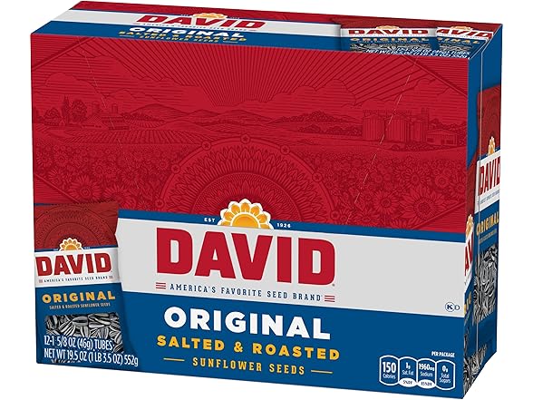 12PK DAVID Sunflower Seeds, Original Flavor