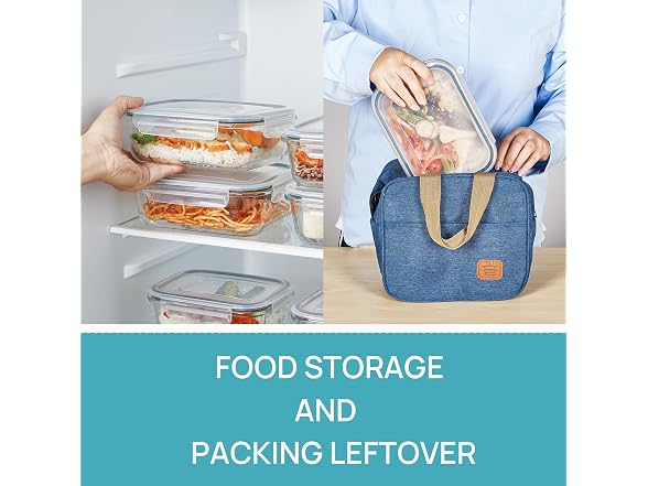Vtopmart Grey 5 Pack 35oz Glass Containers W/ Lids - Gallery 5