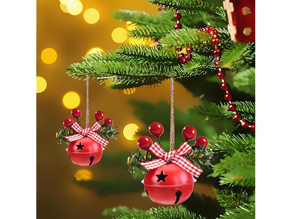 Wonsunss 18 PCS Christmas Jingle Bells Ornaments
