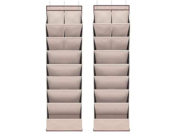 STORAGEIDEAS Door Shoe Organizer Beige, 8 Layers, 2-Pack