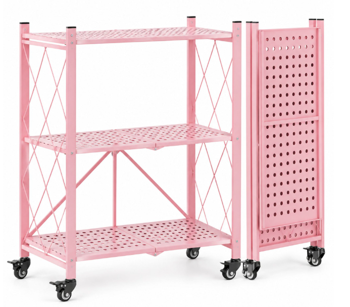 J&V Textiles Foldable 3-Tier Matte Metal Cart - Gallery 20