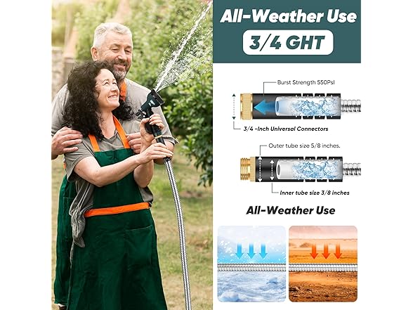 Amayrose Stainless Steel Garden hose - 75ft