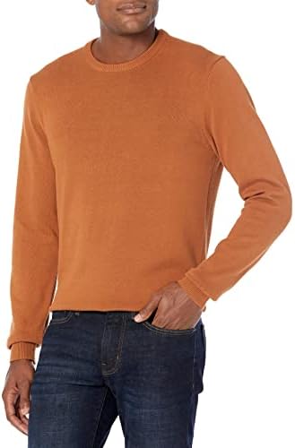 Amazon Essentials Men's Long-Sleeve Crewneck Sweater, 100% Cotton, Big & Tall Options Available, Rust, X-Small