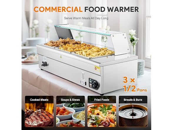 WILPREP 3-Pan Commercial Food Warmer