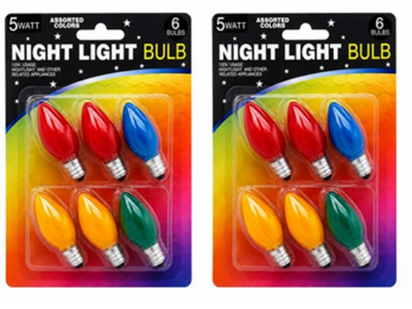2-Pack of 6 5-Watt 120 Volt Colorful Night Light Bulbs