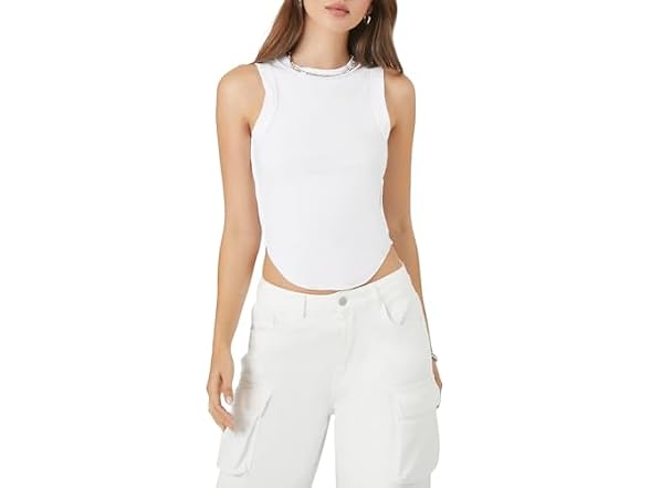 Forever 21 Cropped Curved-hem Tank Top