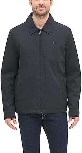 Tommy Hilfiger Men's Lightweight Microtwill Golf Jacket (Standard and Big & Tall), Black, Large