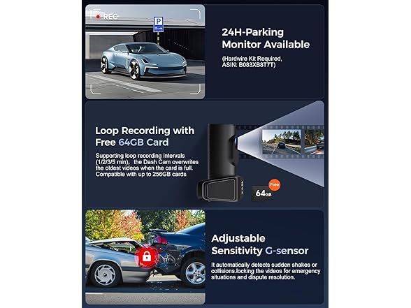 OVAMAN 4K Front and Rear Dash Cam