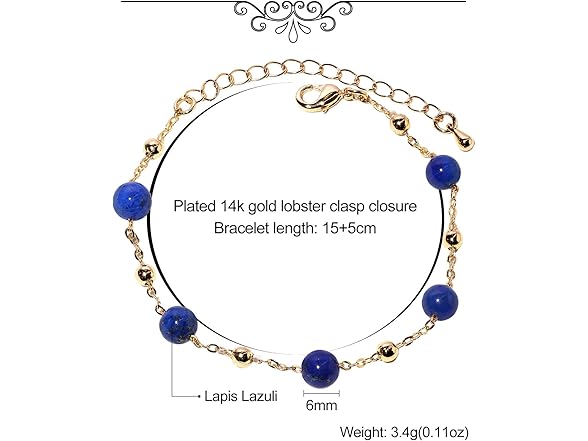 Xfoxstal Crystal Bracelets Lapis 14k