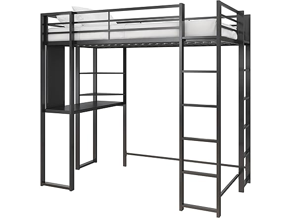 DHP Abode Twin Size Metal Loft Bed, Black
