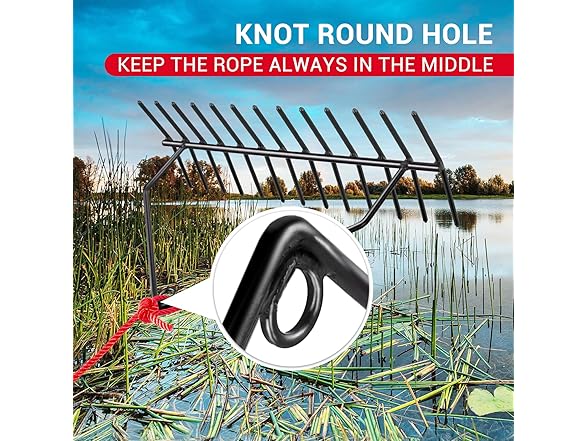 YIVIKPE 16" Aquatic Weed Rake w/30ft Rope