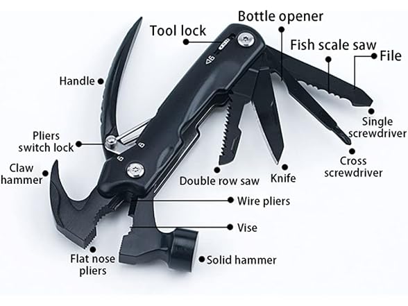 TopHomer GAR-71 14-in-1 Multitool Hammer Survival