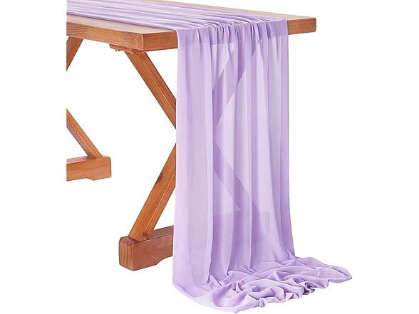 QueenDream Light Purple Chiffon Table Runner 10Ft Long