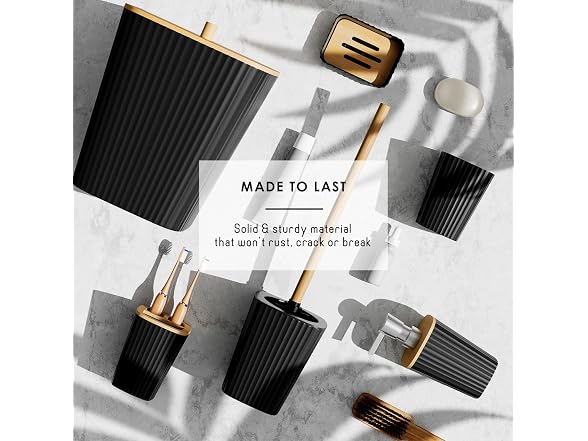 Clara Clark Bathroom Set - Black Bathroom Accessories Set