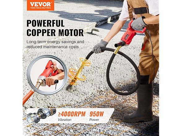 Handheld Concrete Vibrator, 800W Electric