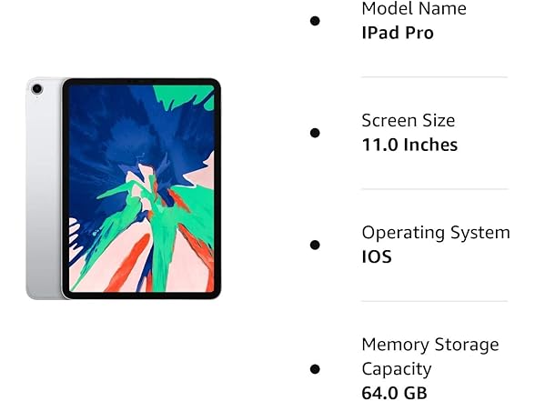 Apple iPad Pro 2018 (11-inch, Wi-Fi + Cellular, 64GB) - Silv (Open Box)
