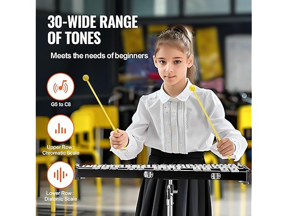 VEVOR Percussion Kit w/ 30 Note Glockenspiel