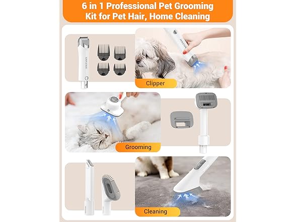 Simple Way 6 in 1 Pet Grooming Vacuum Kit