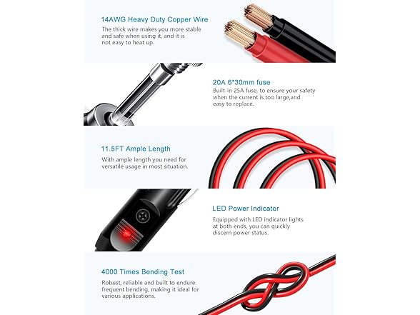 11.5ft Car Refrigerator Power Cord