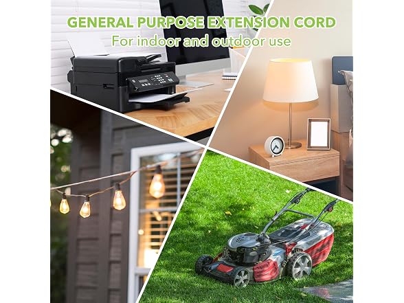 BN-LINK 6ft White Outdoor Extension Cord 16/3 SJTW, 2 Pa
