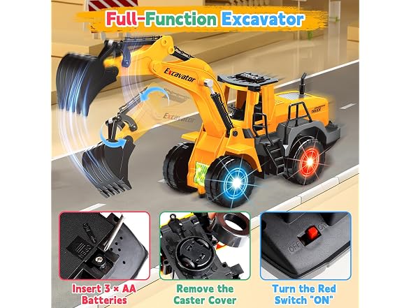 ALOTJOY Lights Music Excavator Truck Toy