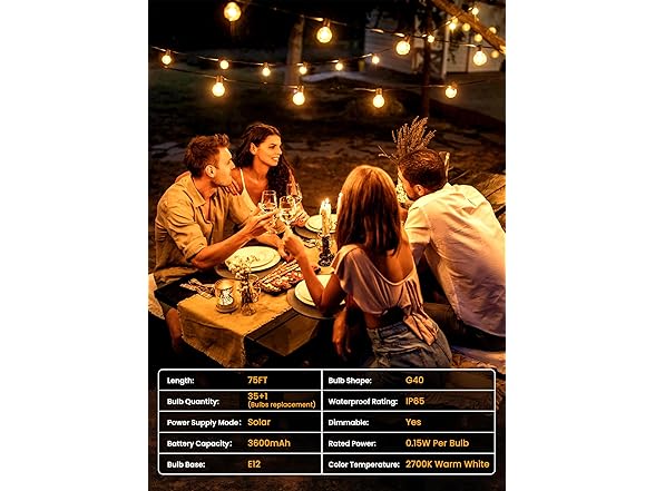 Brightown 75FT 36LED Solar String Lights - Gallery 6
