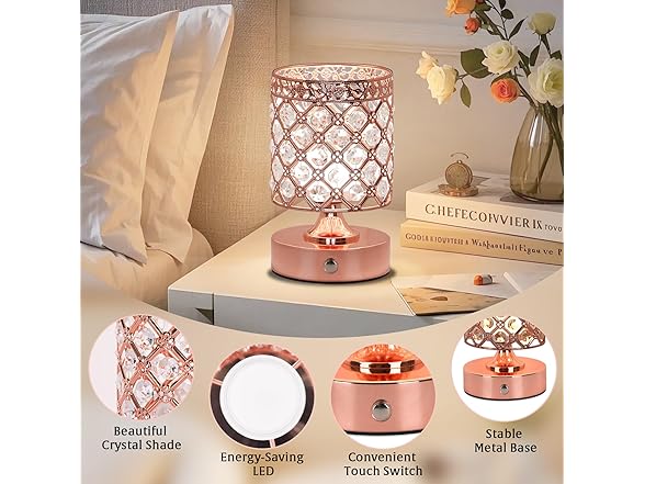 TOBUSA B0FRSHSJH9 Crystal Cordless Table Lamps