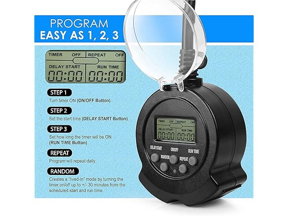 Clear Power 1 Grounded Outlet EZ Digital Timer