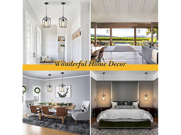 BesLowe Farmhouse Black Pendant Light