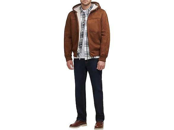 Levis Mens Faux Leather Hoody Bomber (3X)