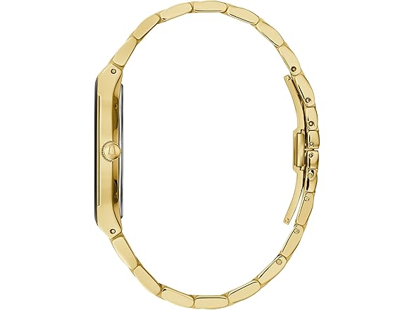 Bulova Men's Modern Gold Tone Stainless Steel 3-Hand Calendar Date Quartz Watch, Gold Tone Accents and Diamond Dial Style: 97D127 (Open Box)