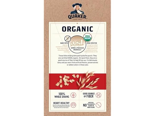 Quaker Instant Oatmeal, Organic Regular, 8 oz