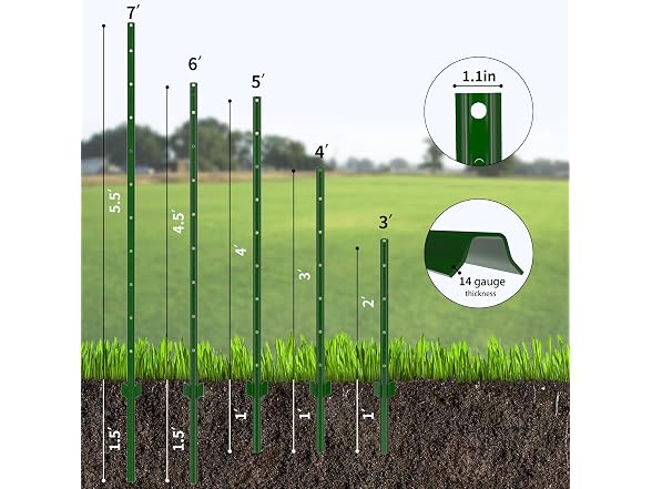 Fence Posts 6 Feet, Pack of 10