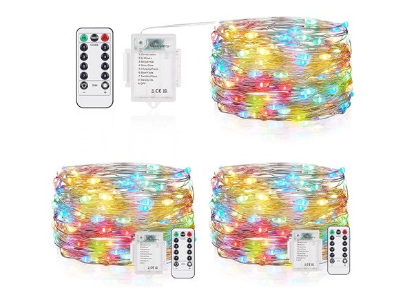 3 Pack: 40ft USB Waterproof Remote Control LED String Lights