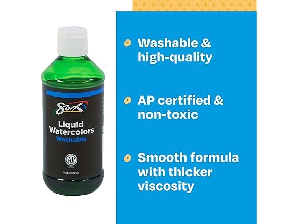 Sax Liquid Washable Watercolor Paint, 1/2 Pint