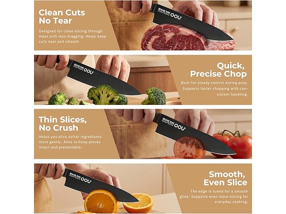 OOU 8" Chef Knife, Black Blade