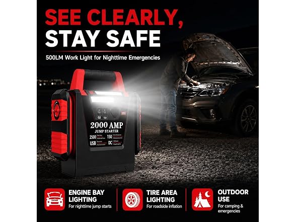 FlyAuto Jump Starter with Air Compressor