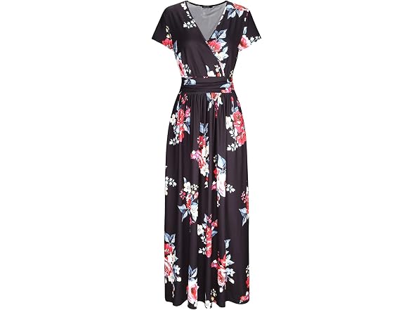 Ouges Women (XXL) Maxi V-Neck Pockets Summer Dress