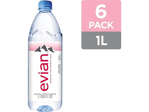 evian Evian Natural Spring Water, 1 L bottles,
