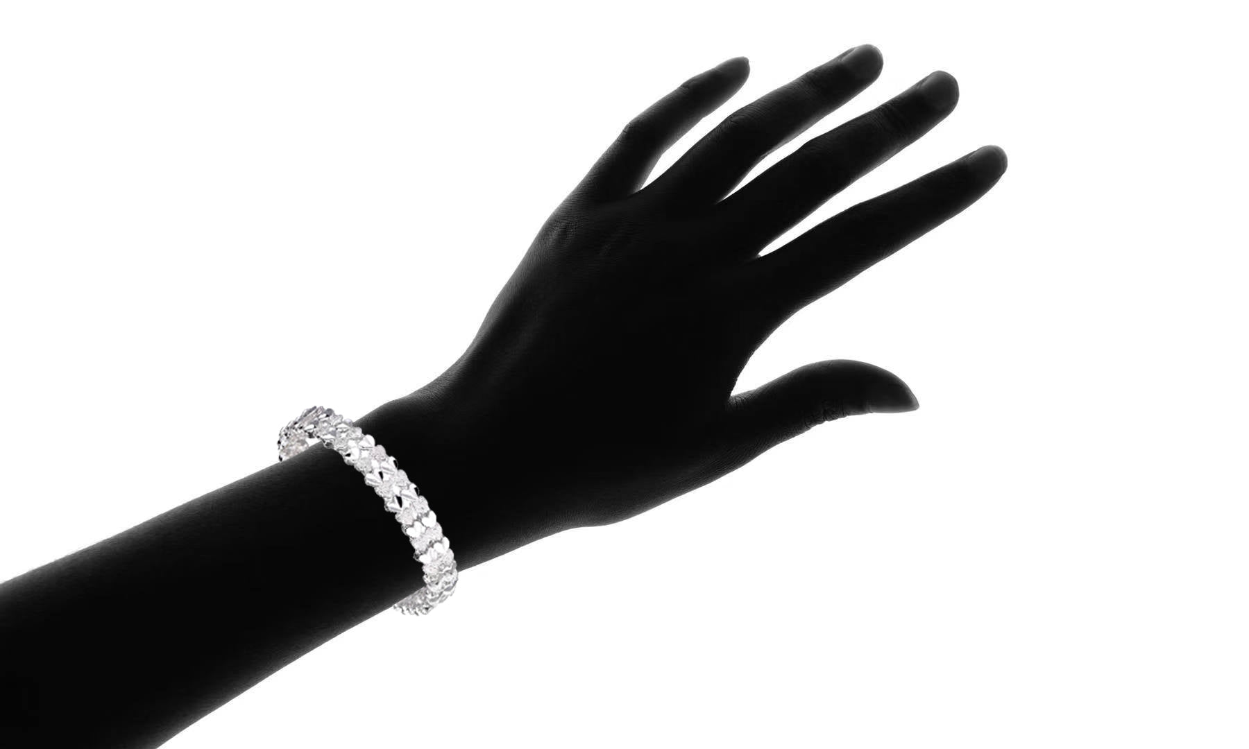 Diamond Cut Two Row Heart Bracelet - Gallery 10