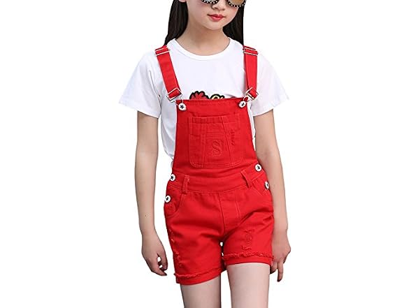 Binpaw Girls (5-6 Years) Ripped Holes Jumpsuit