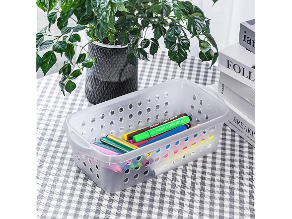 Cetomo Plastic Storage Baskets with Handle,Transparent, 12 Pack