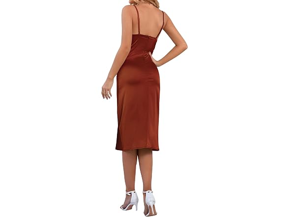 Lyaner Women (XS) Satin Drape Cowl Neck Cami Dress