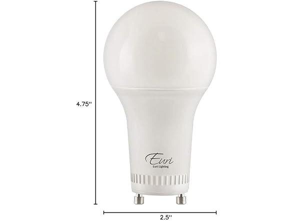 Euri Lighting 2-Pack LED A19 Bulb, 4000K (Bright White)