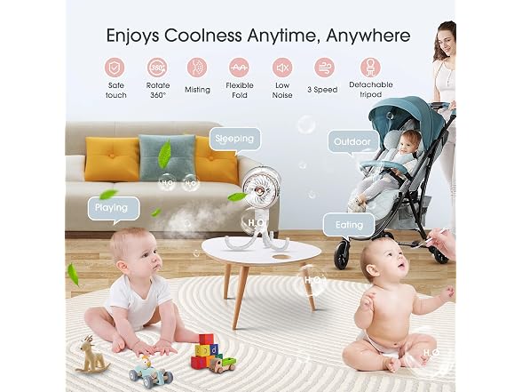Ausic Misting Portable Stroller Fan