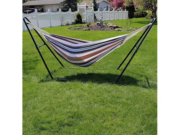 Sunnydaze Double Brazilian Cotton Hammock with Universal Stand - Gallery 2