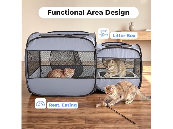 EighteenTek® 2-in-1 Portable Cat Playpen(End - Gallery 7